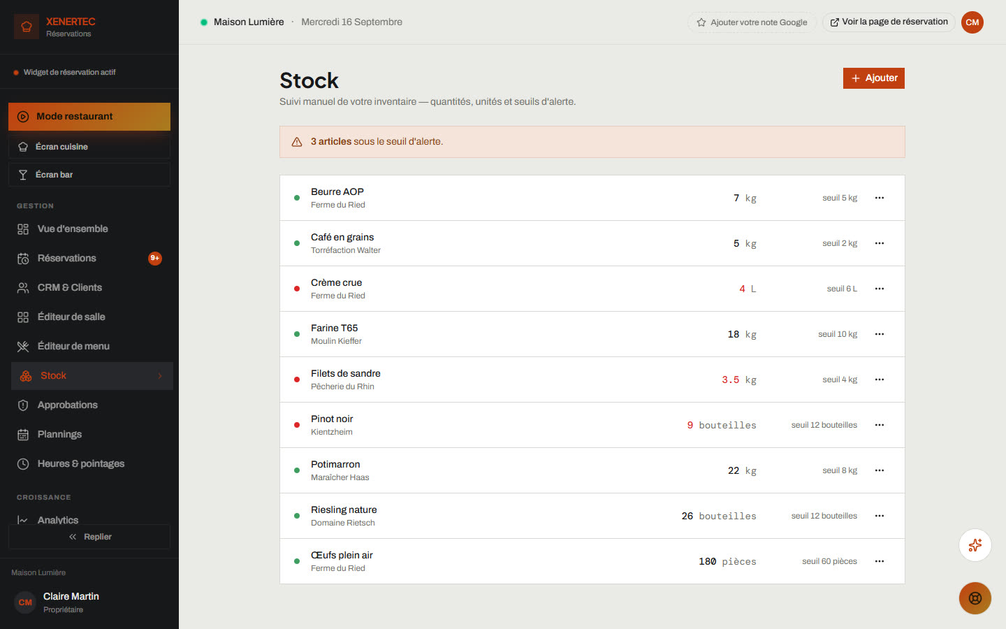 Suivi du stock